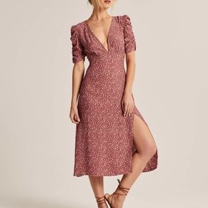 Cinched Sleeve Midi Dress